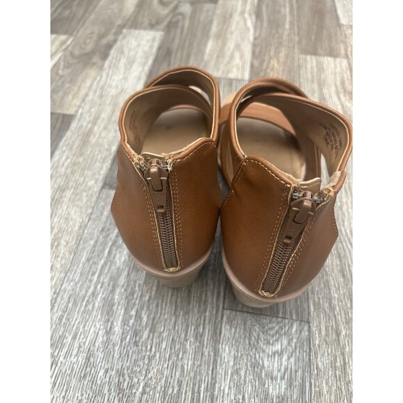 Eurosoft Women's Ginnifer Wedge Sandals Brown Leather Size 8.5 M Zip-up Open Toe - Picture 4 of 16